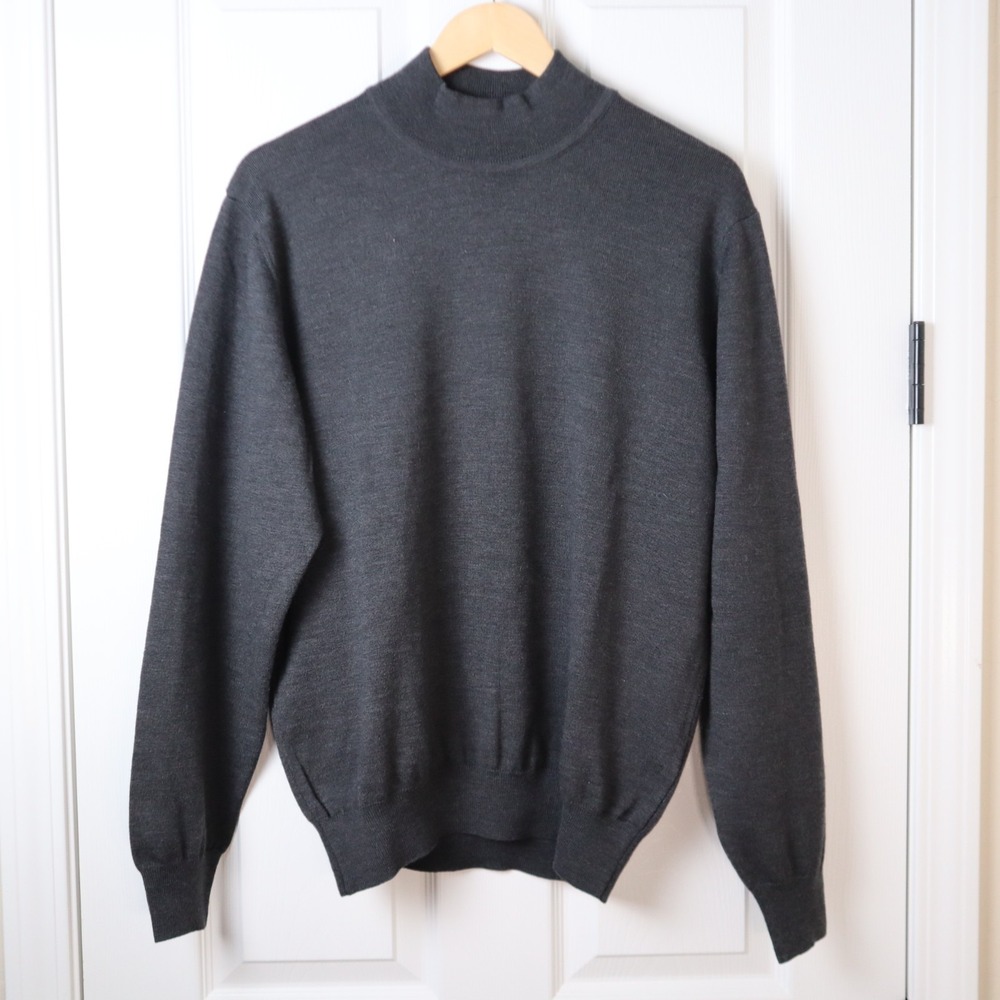 John W. Nordstrom ExtraFine Merino Wool Mock Turtleneck Sweater Mens M Italy Vtg